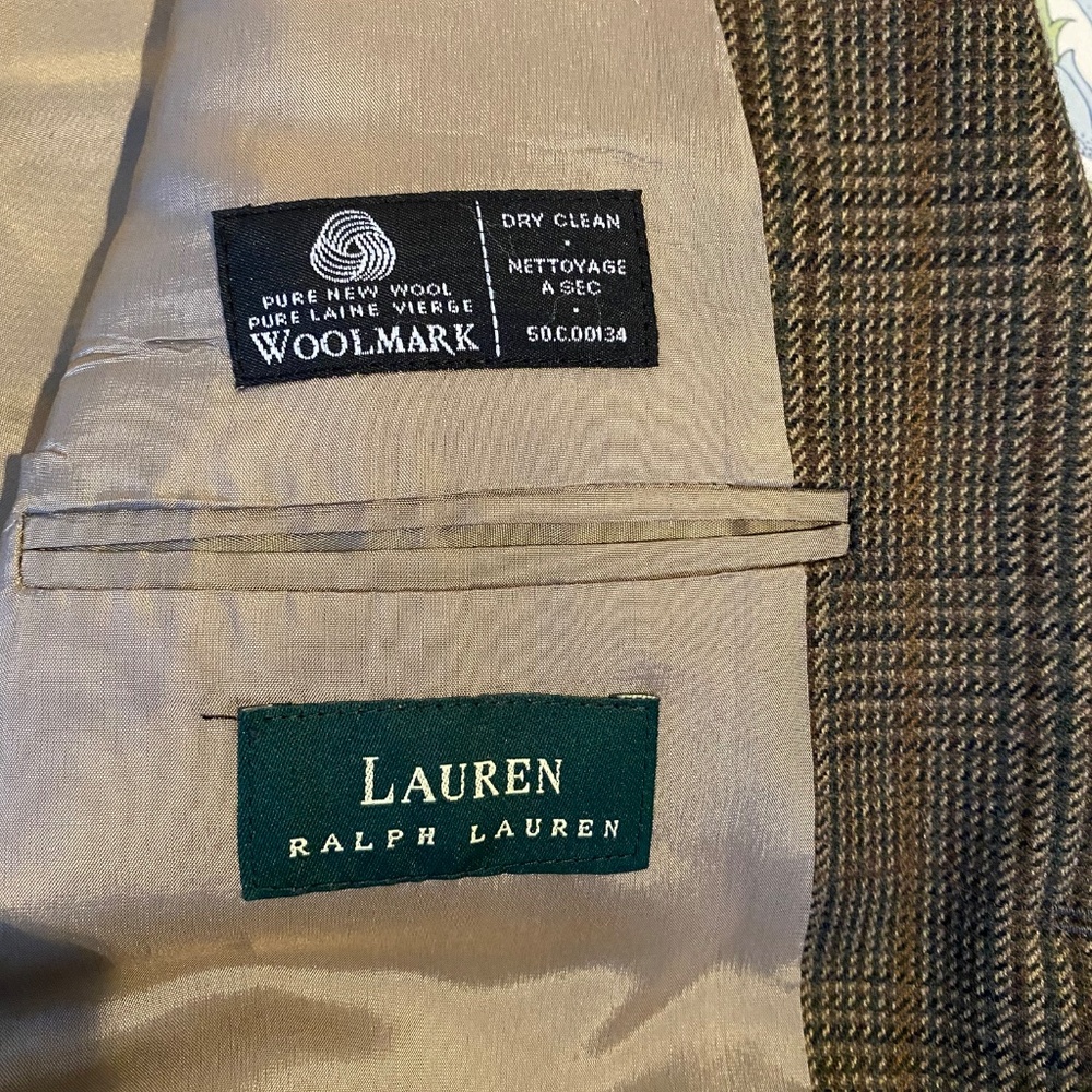 Lauren Ralph Lauren Mens Preppy Houndstooth Wool Blazer Size 42R Office Academia - Picture 5 of 8